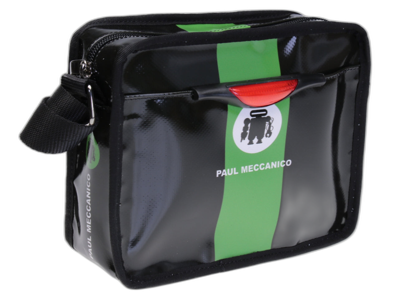 BORSA CROSSBODY GENDERLESS NERA E VERDE. MODELLO FRIK REALIZZATO CON TELONI DI CAMION.