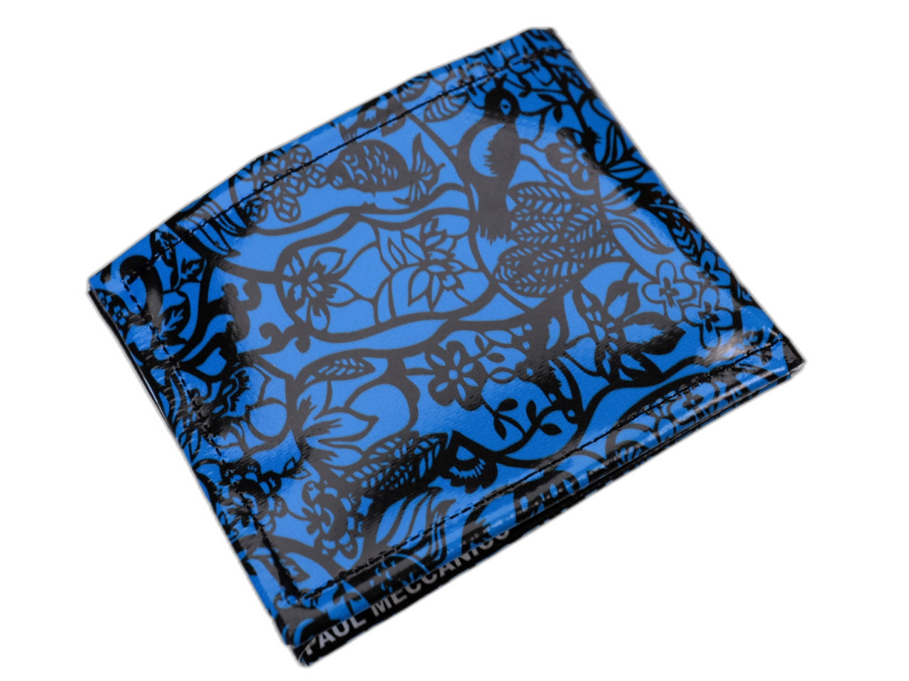 PORTAFOGLIO DA UOMO BLU CON FANTASIA PAISLEY. MODELLO CRIK REALIZZATO CON TELONI DI CAMION.