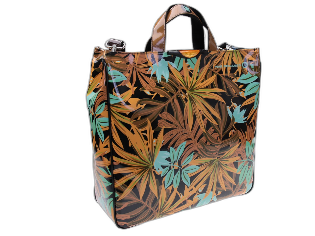 MAXI TOTE BAG MARRONE CHIARO FANTASIA FLOREALE. MODELLO AIRSTONE REALIZZATO CON TELONI DI CAMION. - Pezzi unici Paul Meccanico