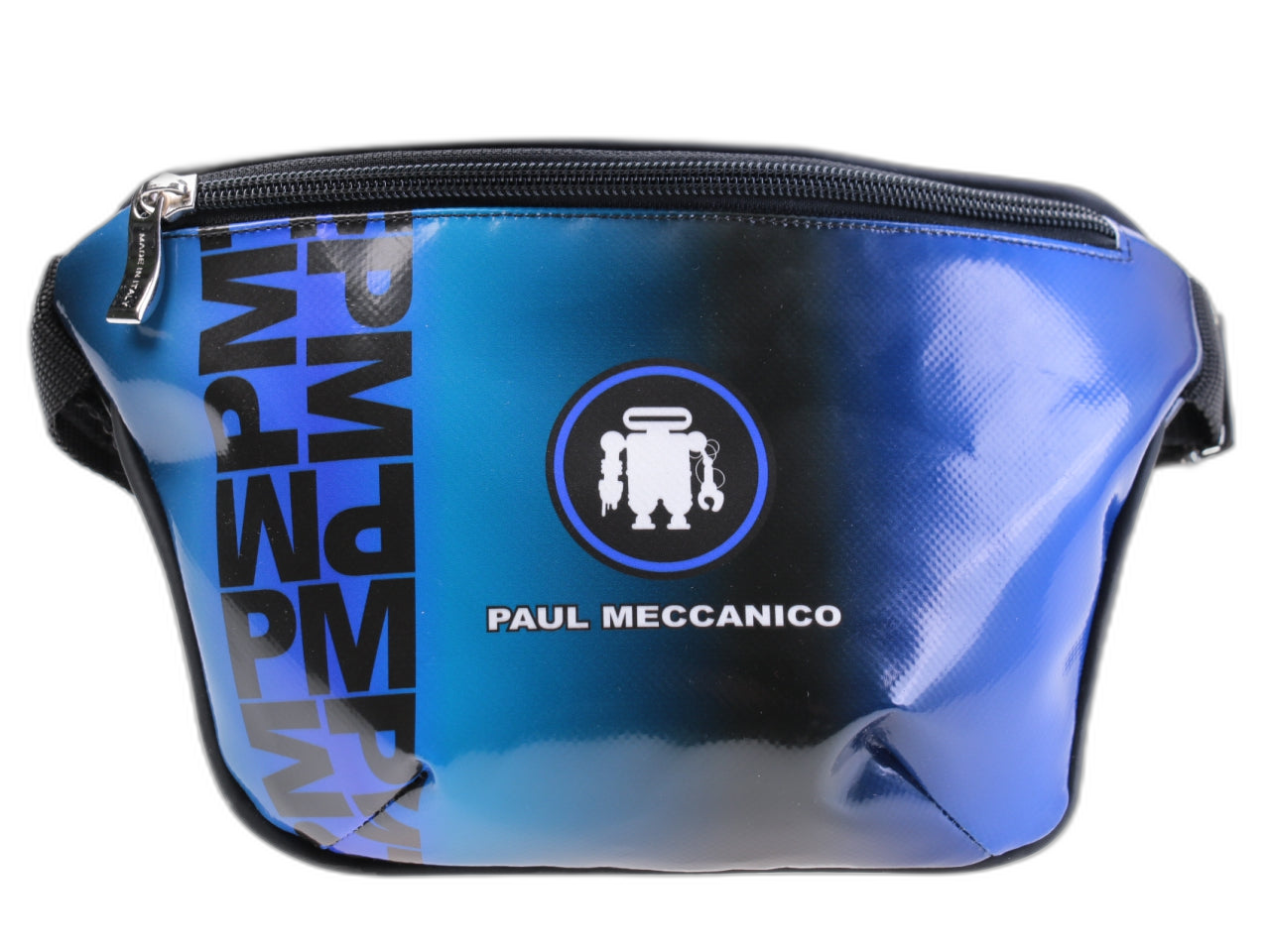 MARSUPIO BLU E AZZURRO CON FANTASIA SFUMATA. MODELLO FLEX REALIZZATO CON TELONE DA CAMION. - Edizione limitata Paul Meccanico