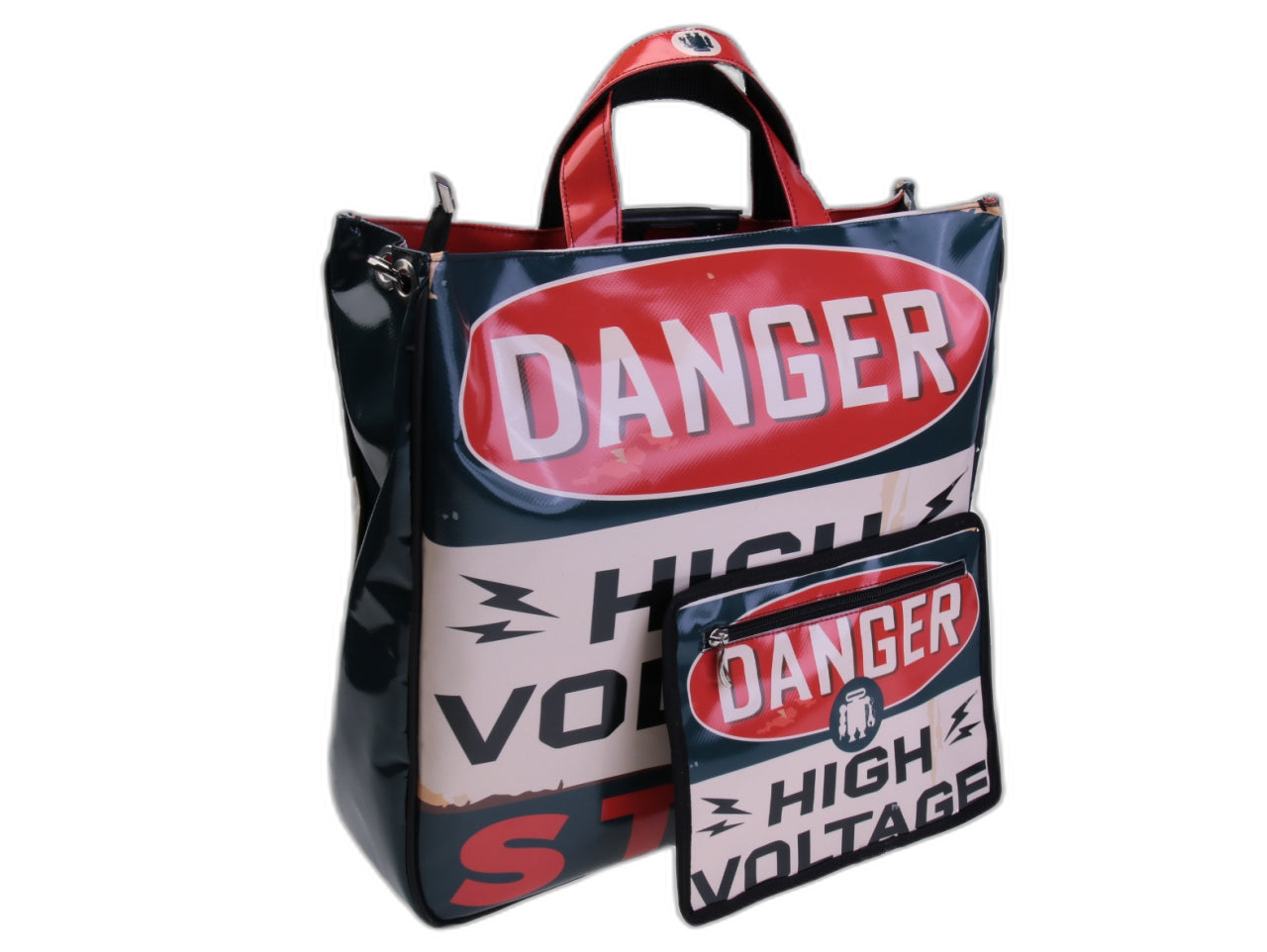 MAXI TOTE BAG "ALTA TENSIONE". MODELLO AIRSTONE REALIZZATO CON TELONI DI CAMION.