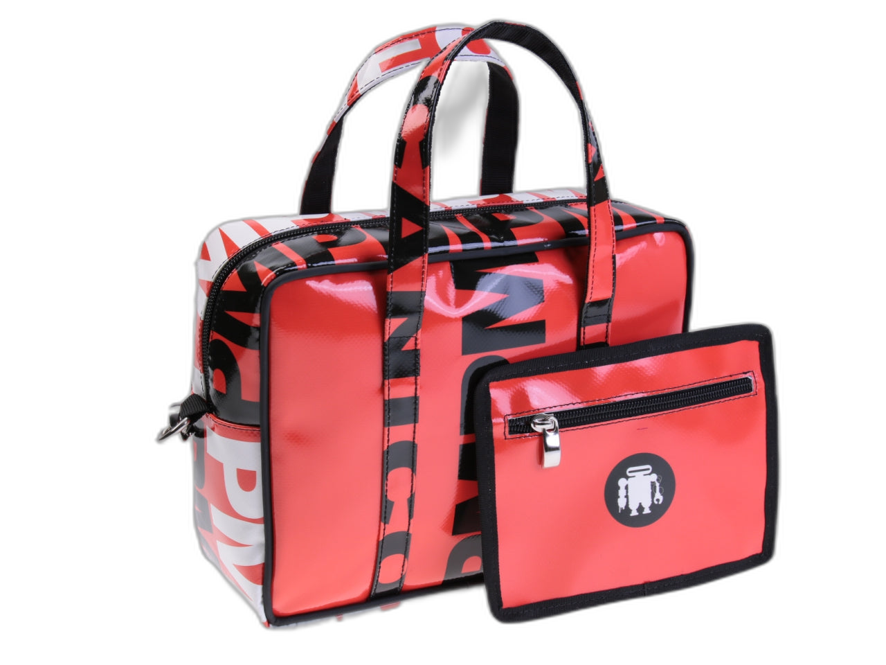 BORSA DA DONNA RETTANGOLARE ROSSA. MODELLO PINCA IN TELONE DA CAMION.