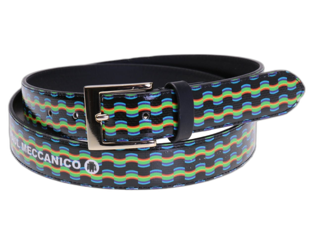 CINTURA NERA DA DONNA FANTASIA OPTICAL REALIZZATA CON TELONI DI CAMION.