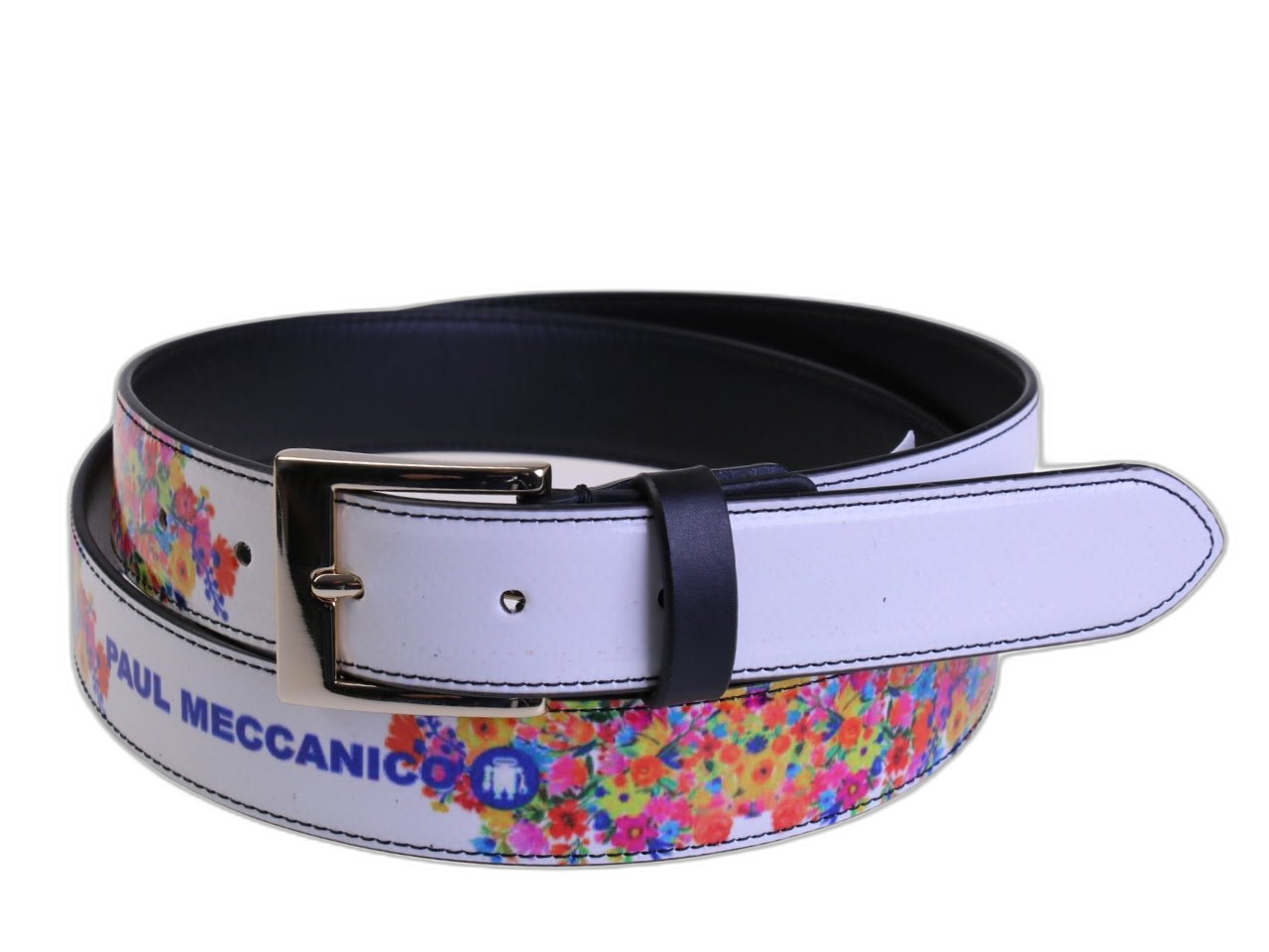.CINTURA DA DONNA BIANCA CON FANTASIA FLOREALE REALIZZATA CON TELONI DI CAMION.