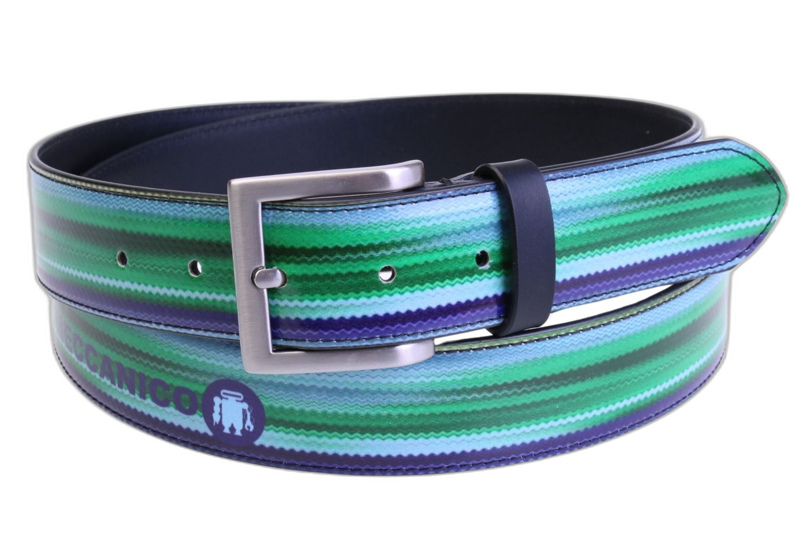 CINTURA DA UOMO BLU E VERDE CON EFFETTO SFUMATO REALIZZATA CON TELONI DI CAMION.