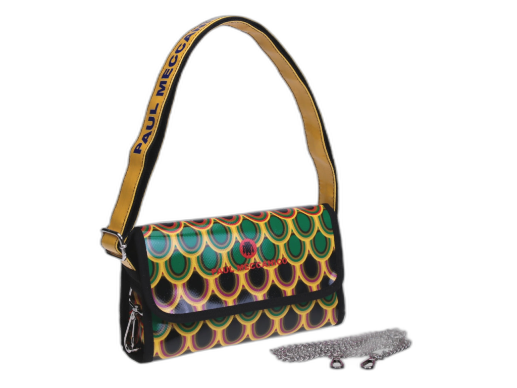 POCHETTE IN MAIOLICA FANTASIA. MODELLO DI CARAMELLA REALIZZATO CON TELONI DI CAMION. - Edizione limitata Paul Meccanico