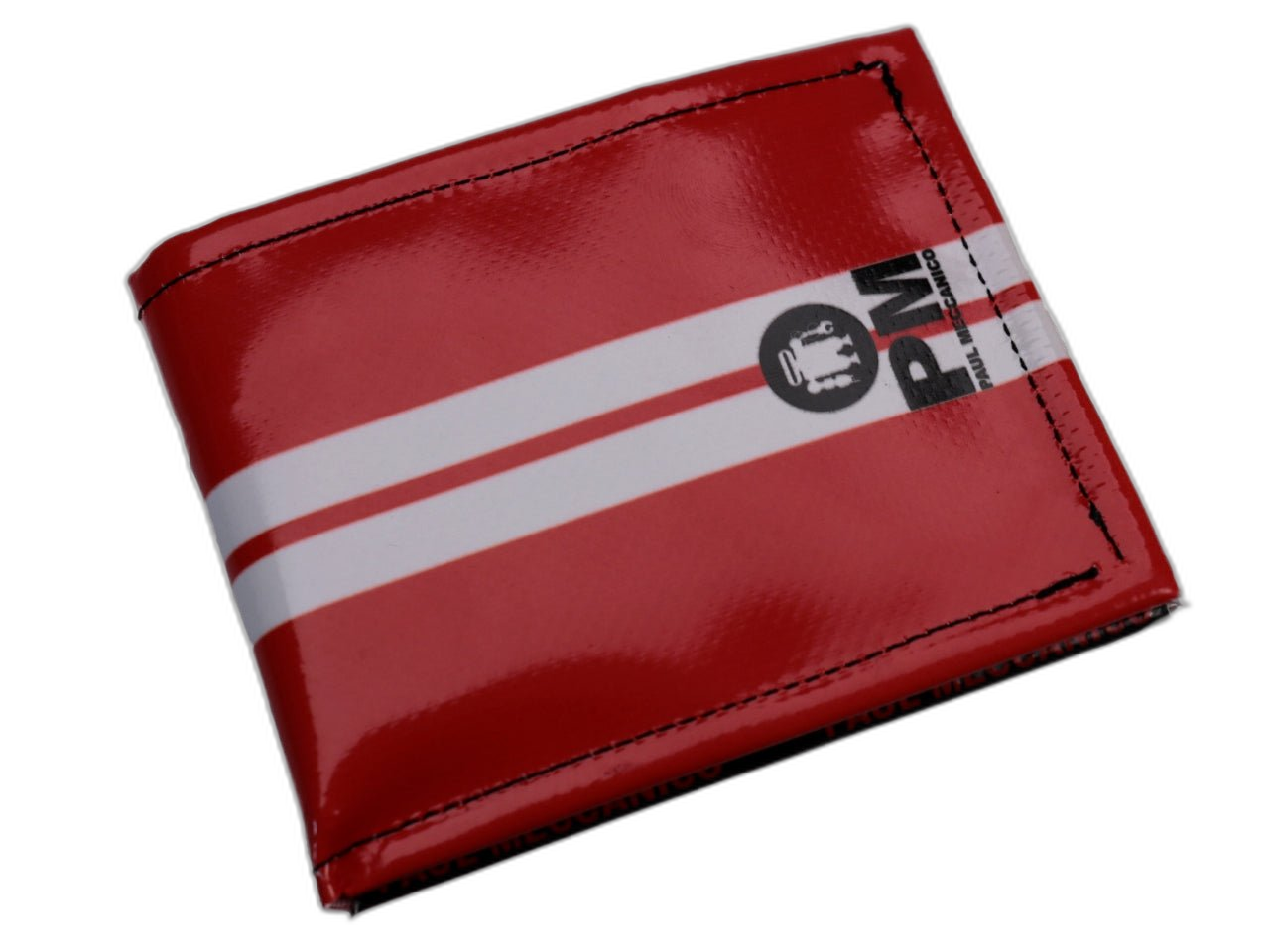 PORTAFOGLIO DA UOMO ROSSO E BIANCO. MODELLO CRIK REALIZZATO CON TELONI DI CAMION. - Edizione limitata Paul Meccanico