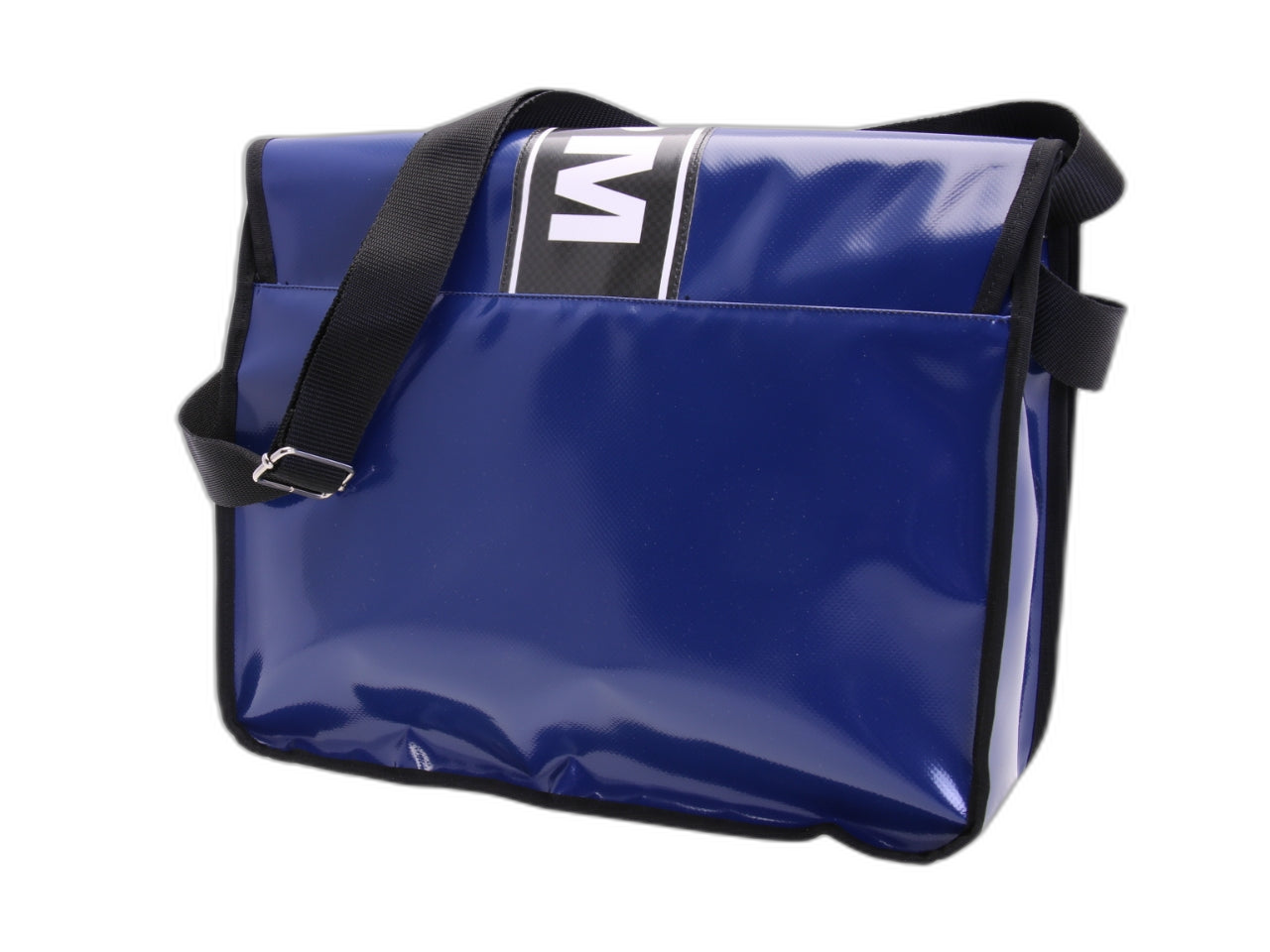 BLUE MESSENGER BAG. MODEL SPOT MADE OF LORRY TARPAULIN.