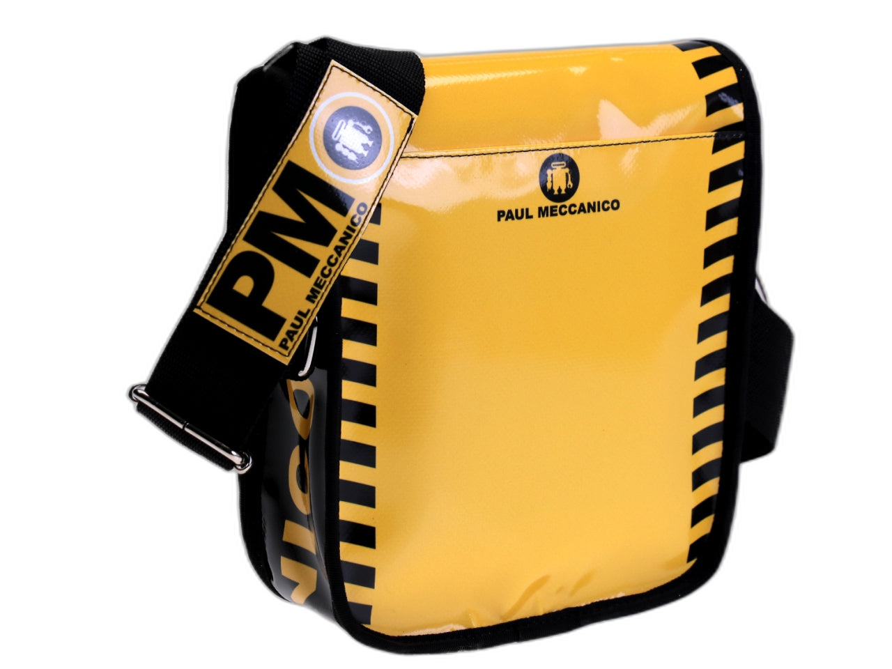 BORSA CROSSBODY GIALLA. MODELLO MIPOK REALIZZATO IN TELONE DA CAMION.